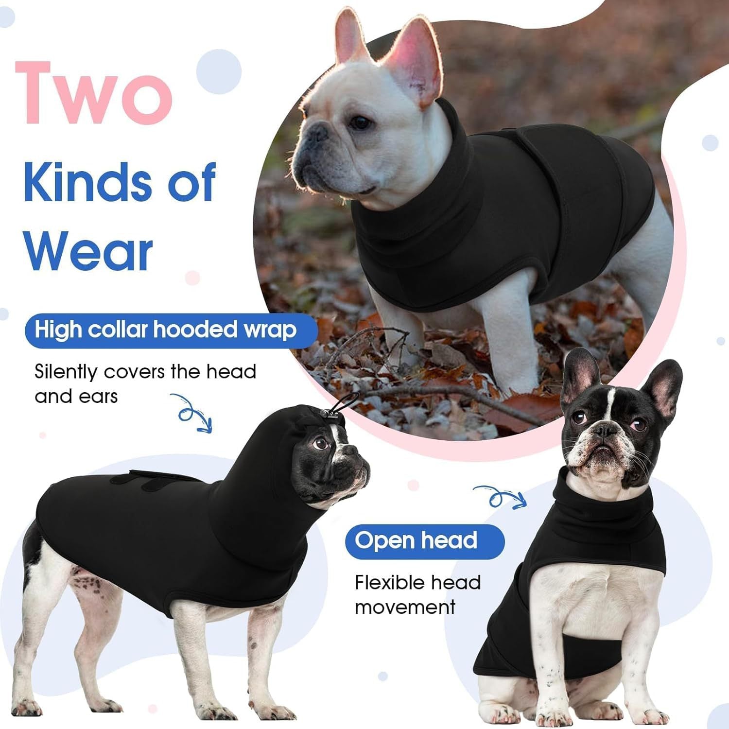 Black snug fit dog comfort vest, in Black, image 2