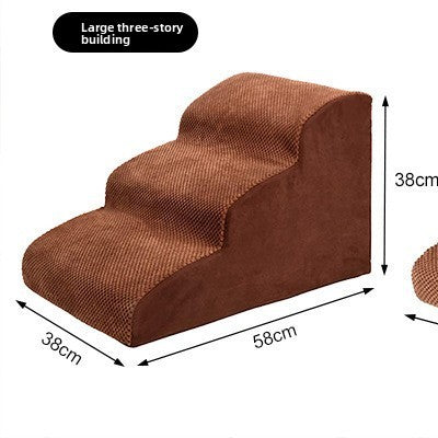 Brown 3 step foam dog stairs measuring 60 x 40 x 40cm