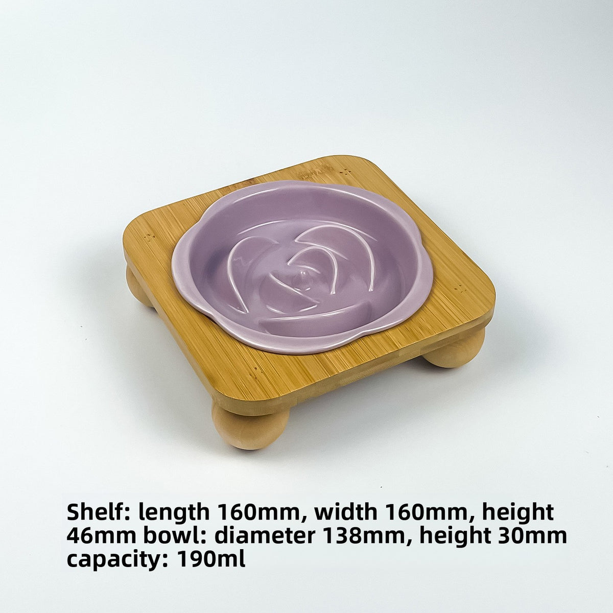 Slanted Ceramic Cat Bowl with Flower Design and Optional Stand for Neck Comfort