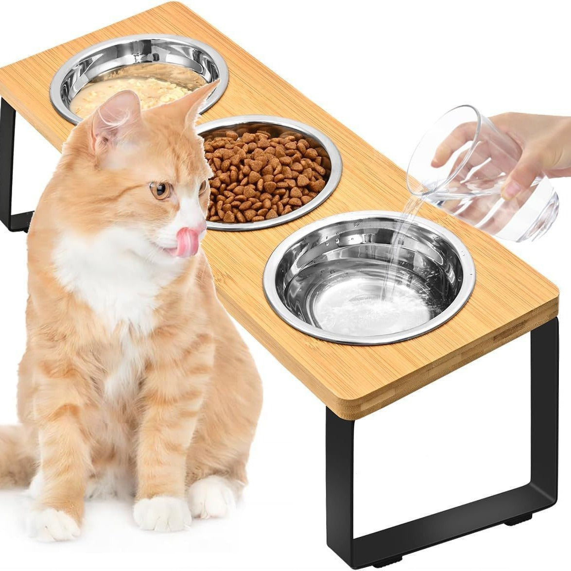 Solid wood tilted elevated cat bowl stand, detail photo 4