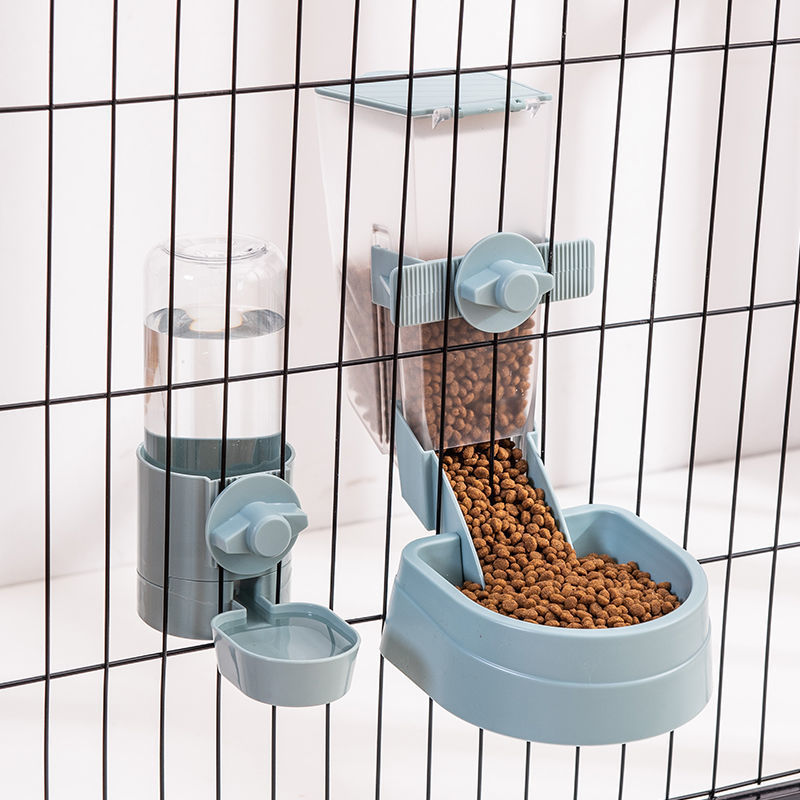 Hanging Pet Feeder and Water Dispenser Set, 500g Food and 500ml Water, Cage Mount