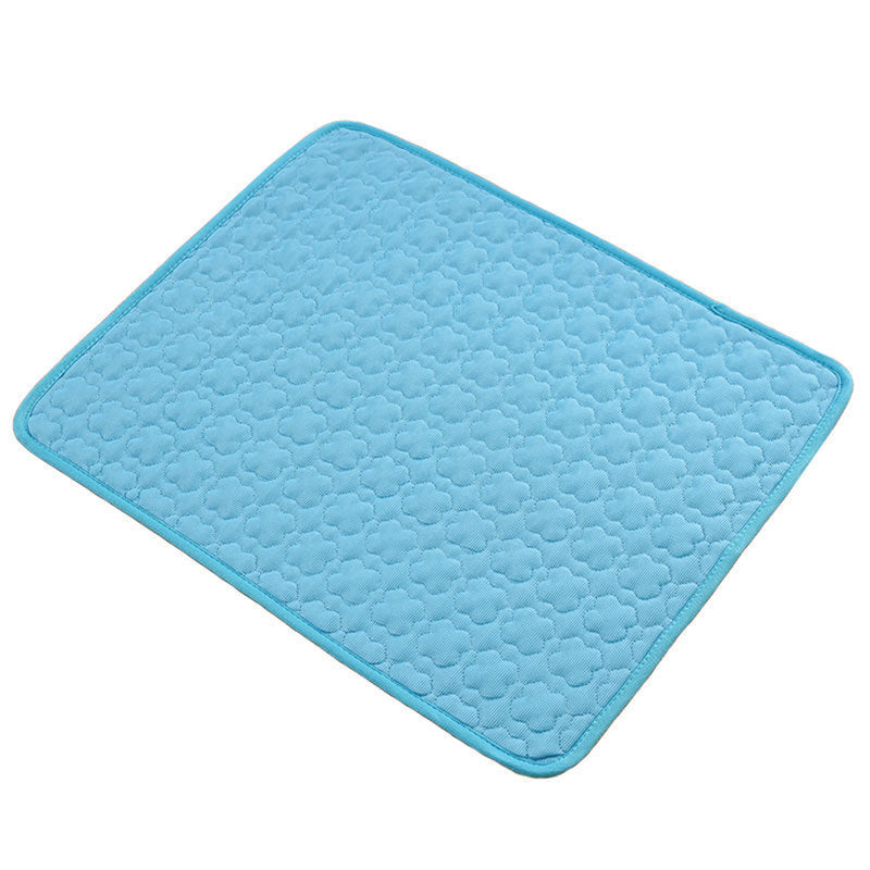 Ice silk cooling mat for cats with round blue pattern