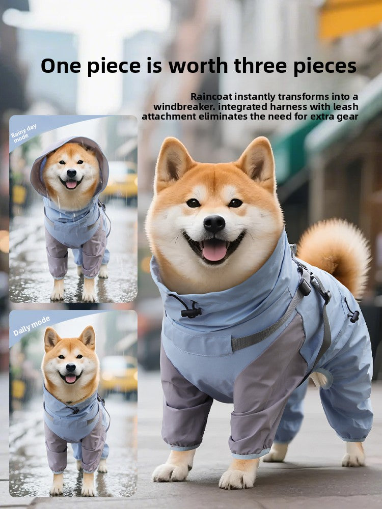 Four leg waterproof dog raincoat, available in 4 colours, sizes Small to 3XL, image 3
