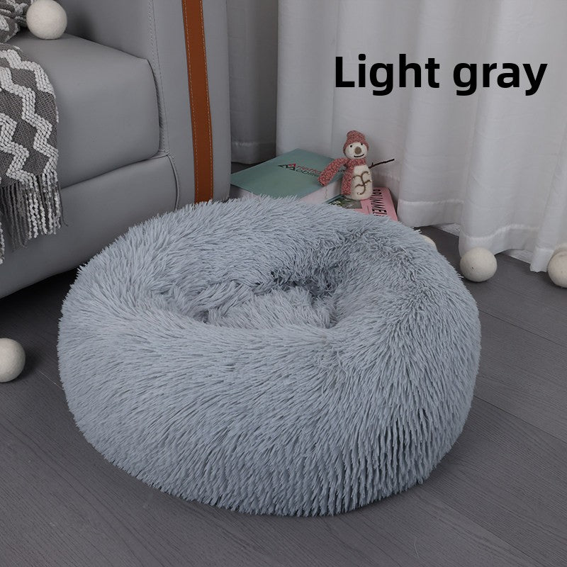 Round donut plush bed for cats and dogs, photo 25 of 43