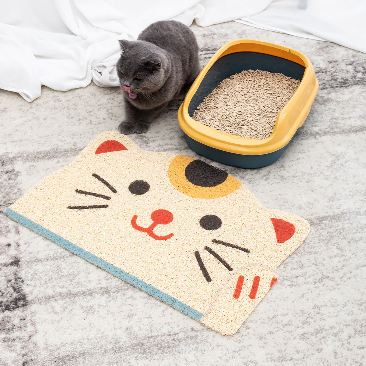 PVC Loop Pile Cat Litter Mat with Waterproof Base and Patterns
