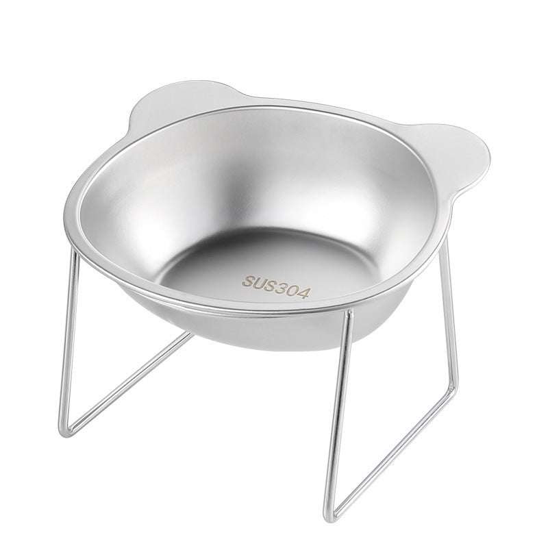 Slanted rim steel feeder bowl for dogs and cats