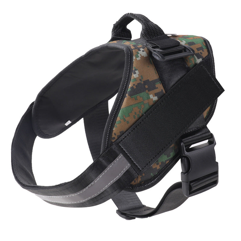 Reflective nylon vest dog harness in black for large dogs