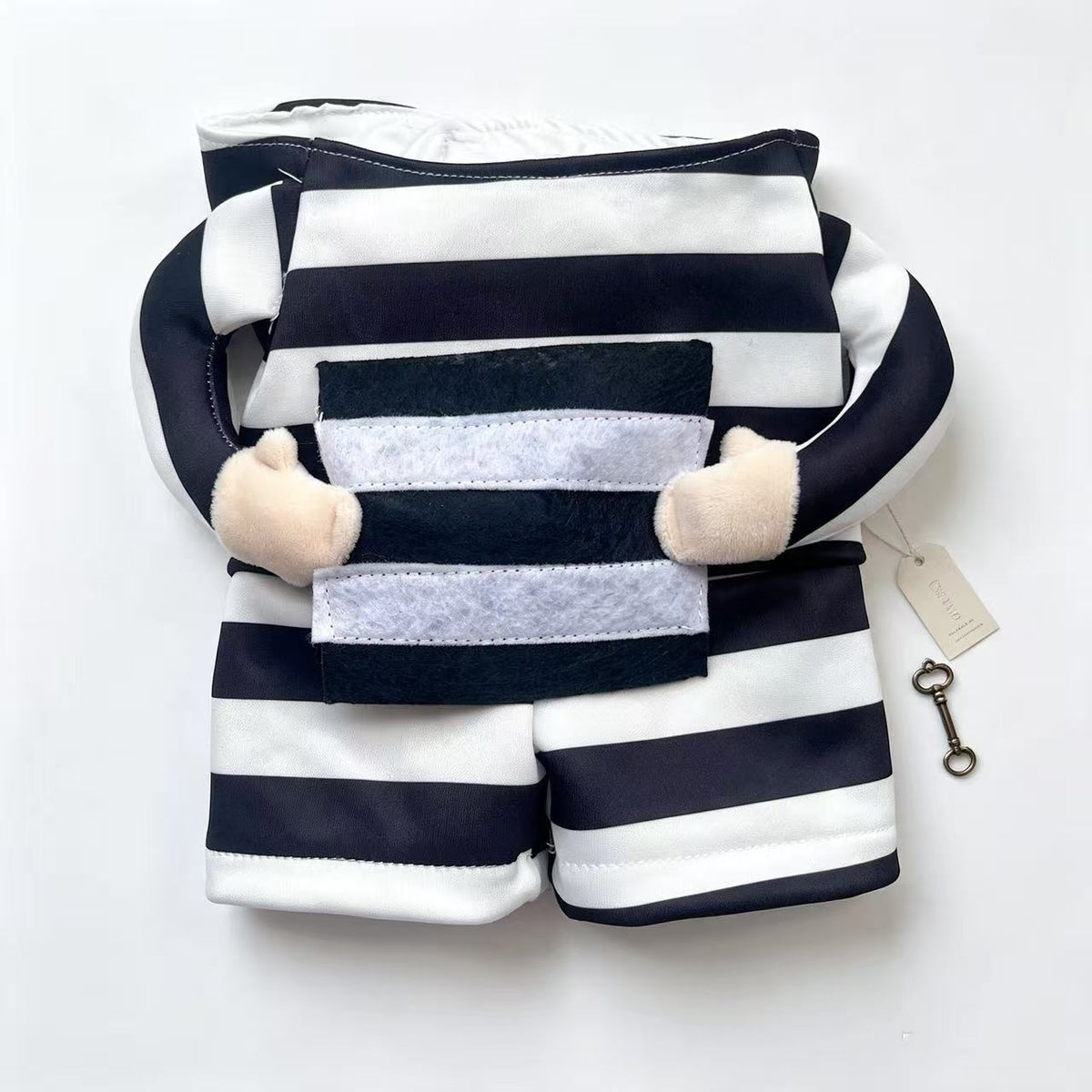 Two leg black and white prisoner costume for small dogs
