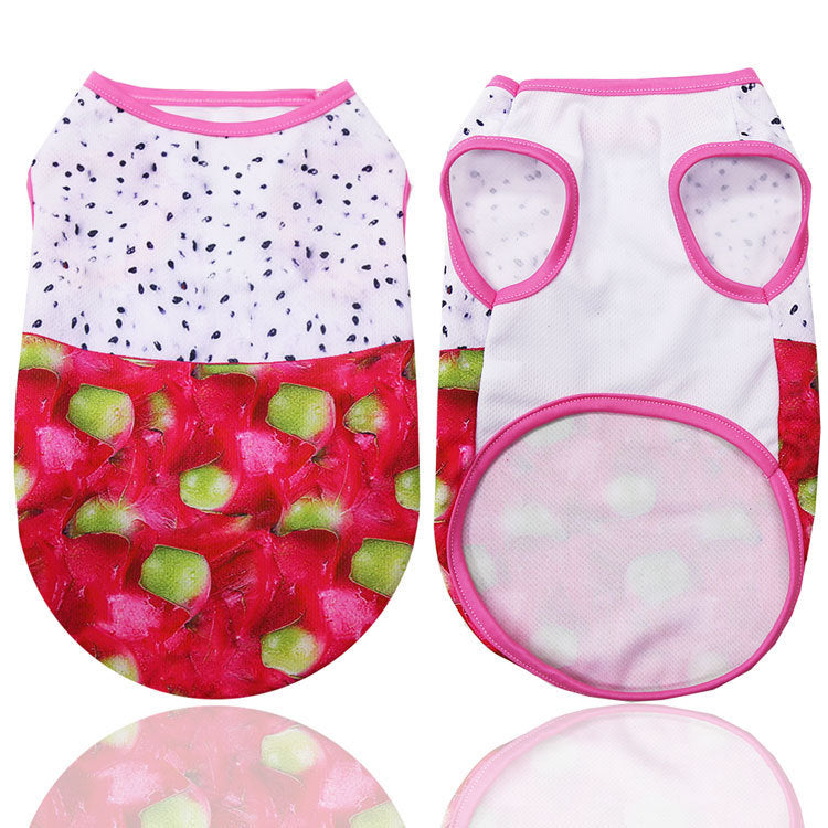 Breathable mesh summer pet vest for dogs and cats in Denim Cow, front view