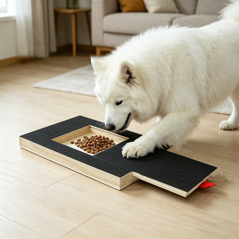 Wooden Dog Nail Scratch Board with Pull-Out Sandpaper File