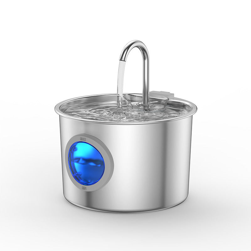 304 Stainless Steel Pet Water Fountain, 2.2L Circulating Dispenser with Filter System