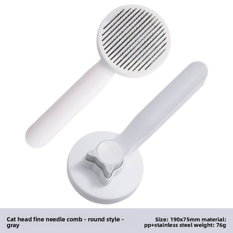 Self-Cleaning Fine-Tooth Comb with Cat Head Design for Dogs and Cats