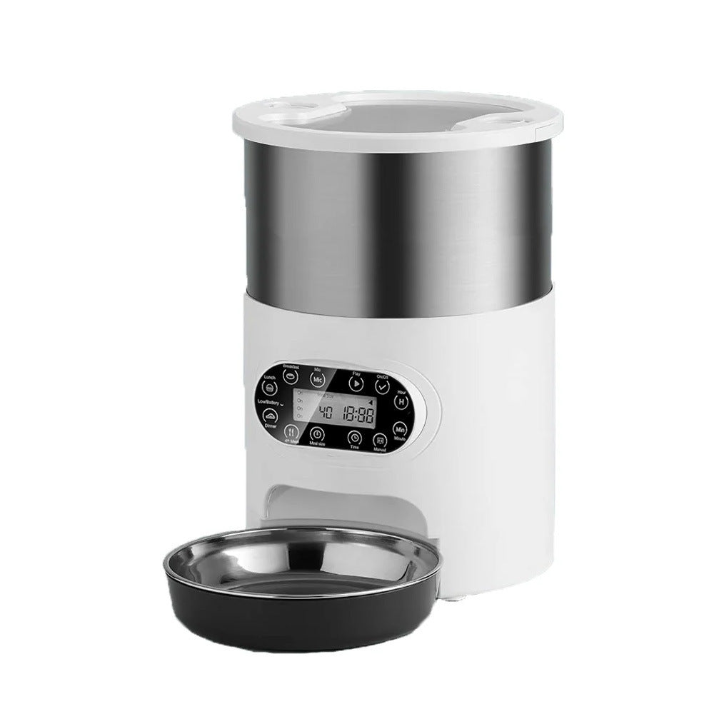 Stainless Steel Smart Pet Feeder with App Control, Timed Portions, Single or Double Bowl