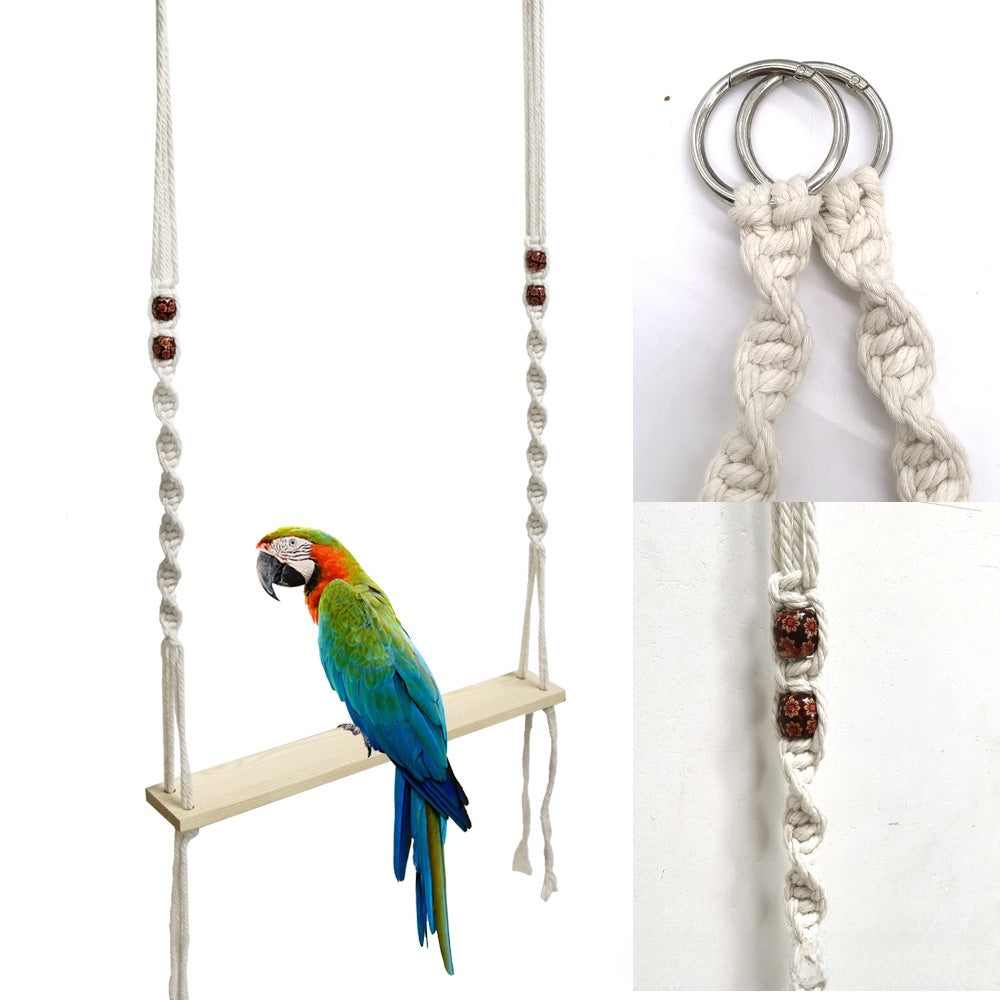 Natural wood bird and chicken swing and perch in 120cm Bridge, Metal Ring
