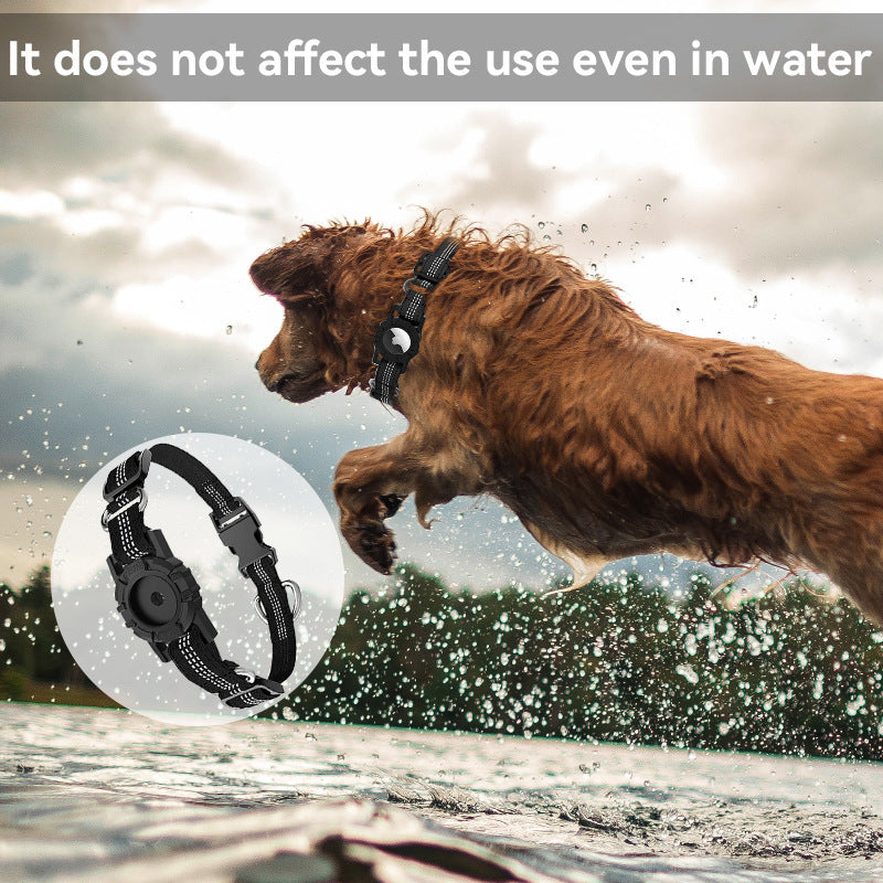 Nylon dog collar with waterproof AirTag holder case, tag not included, product image 3
