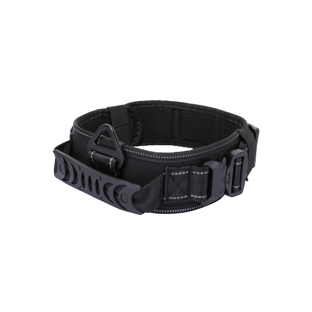Tactical nylon dog collar with double metal buckle in 5 colour options