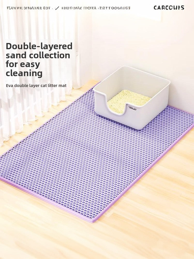 Waterproof Double Layer Cat Litter Mat with Anti-Slip Base