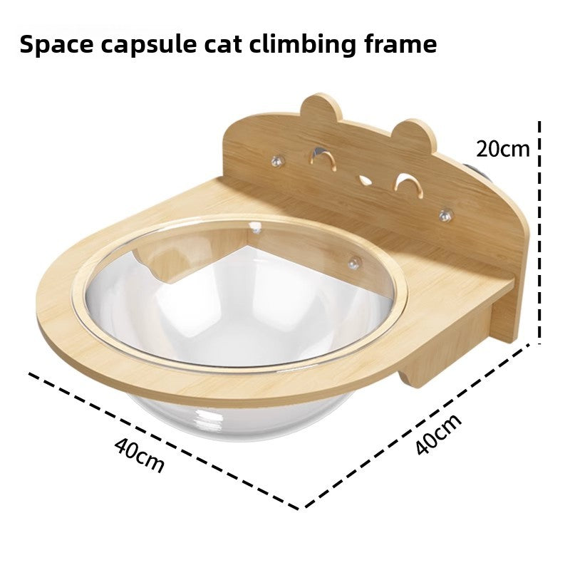 Suction cup window cat bed with clear capsule, detail photo 4