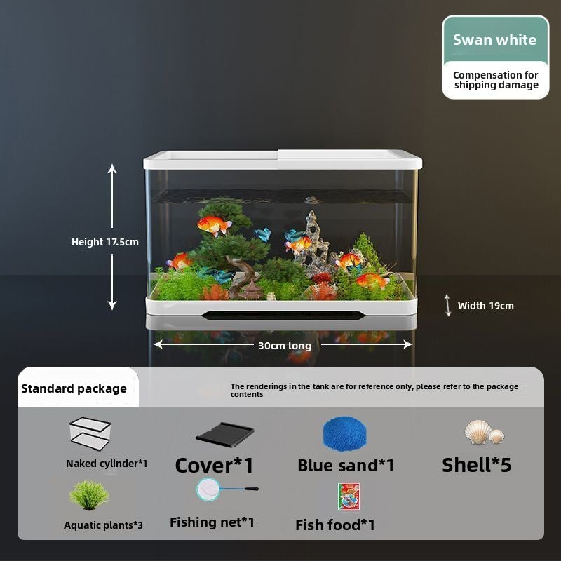 Small desktop plastic fish tank with clear cover and air pump, view 8