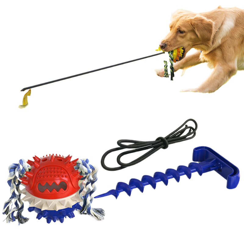 Indoor suction tug ball dog toy in bright yellow