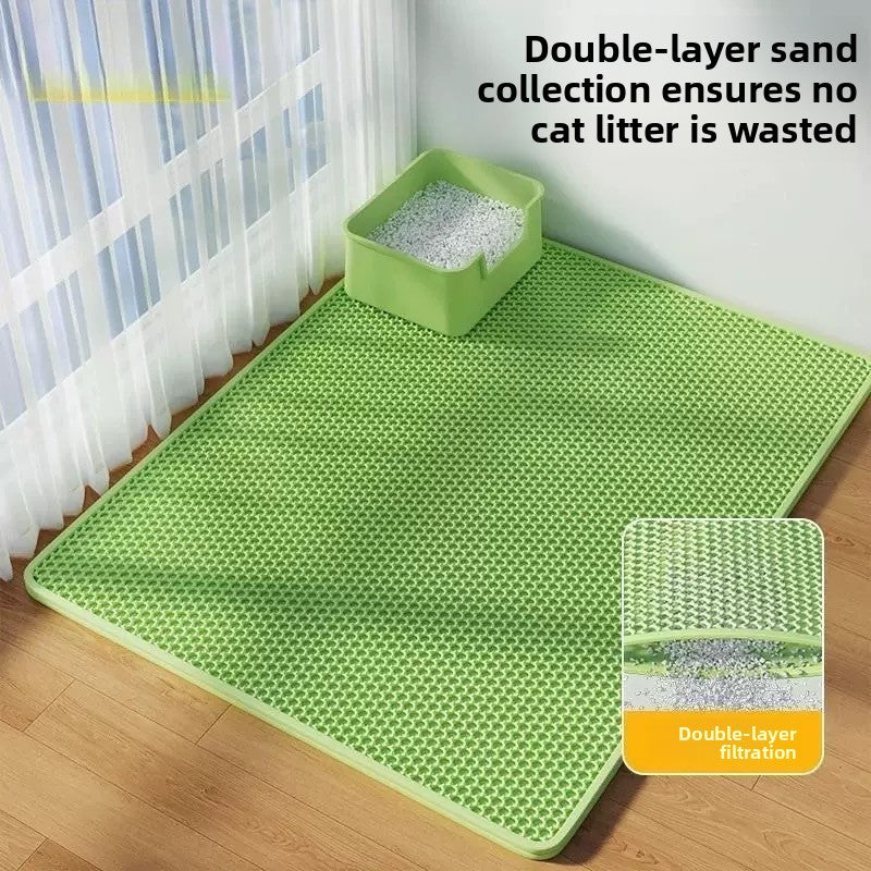 Foldable Double Layer Cat Litter Mat, Anti-Splash EVA