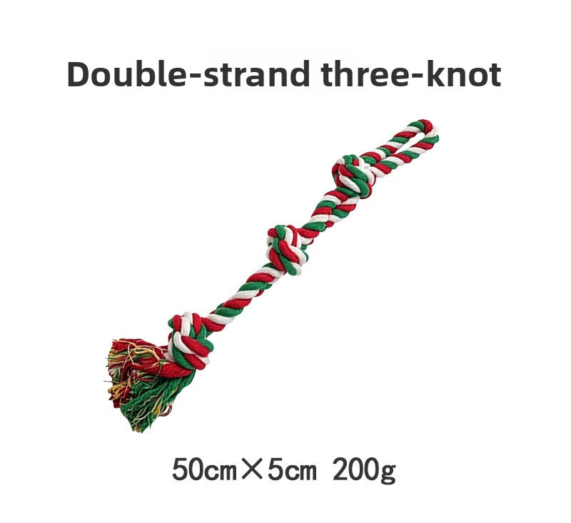 Christmas cotton rope dog toy set with knots for chewing and tug - view 5