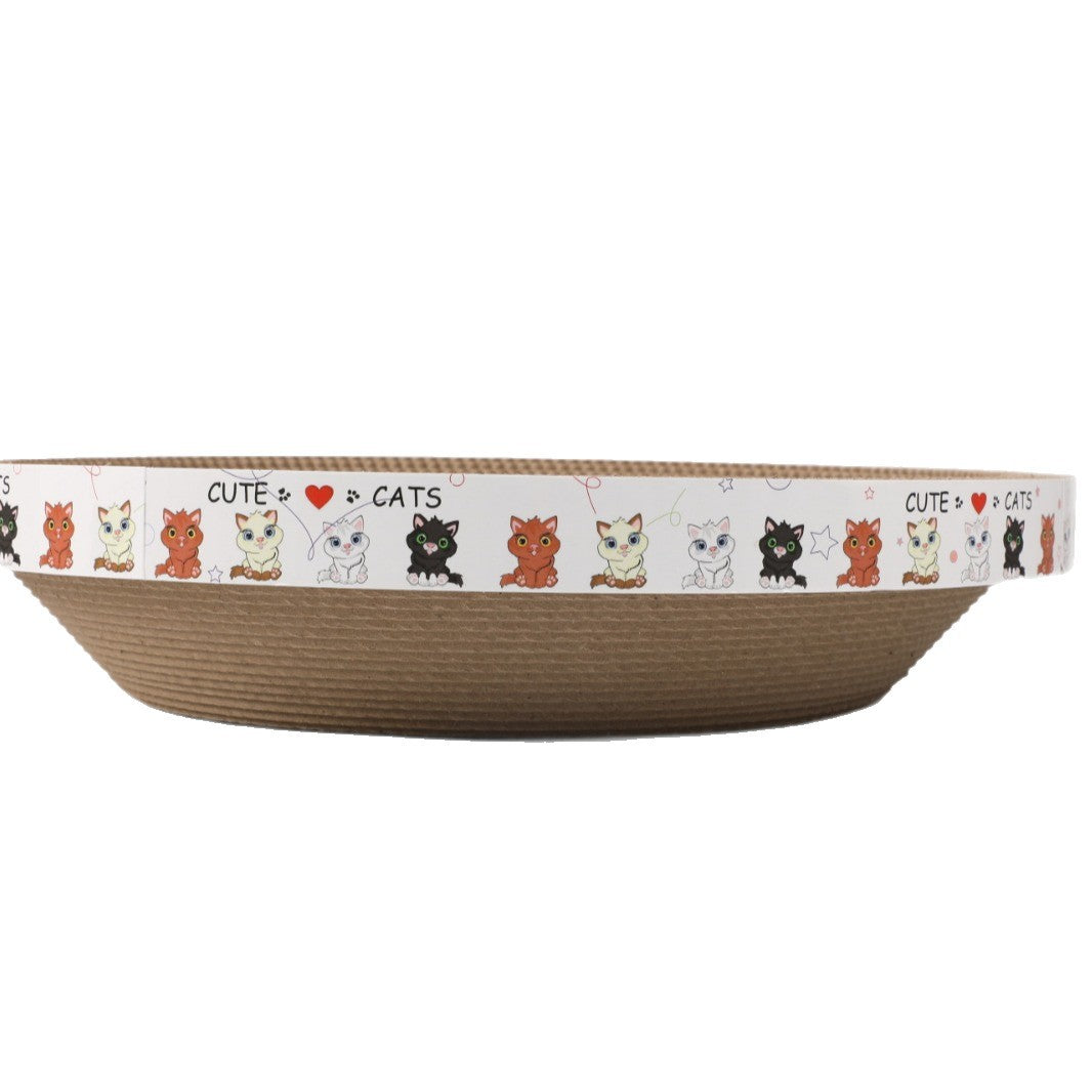 Round corrugated cardboard cat bed and scratcher bowl, small 30cm, view 8 of 9