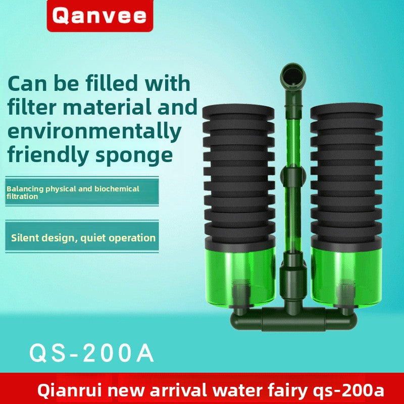 Double sponge air driven aquarium filter for small tanks, view 2