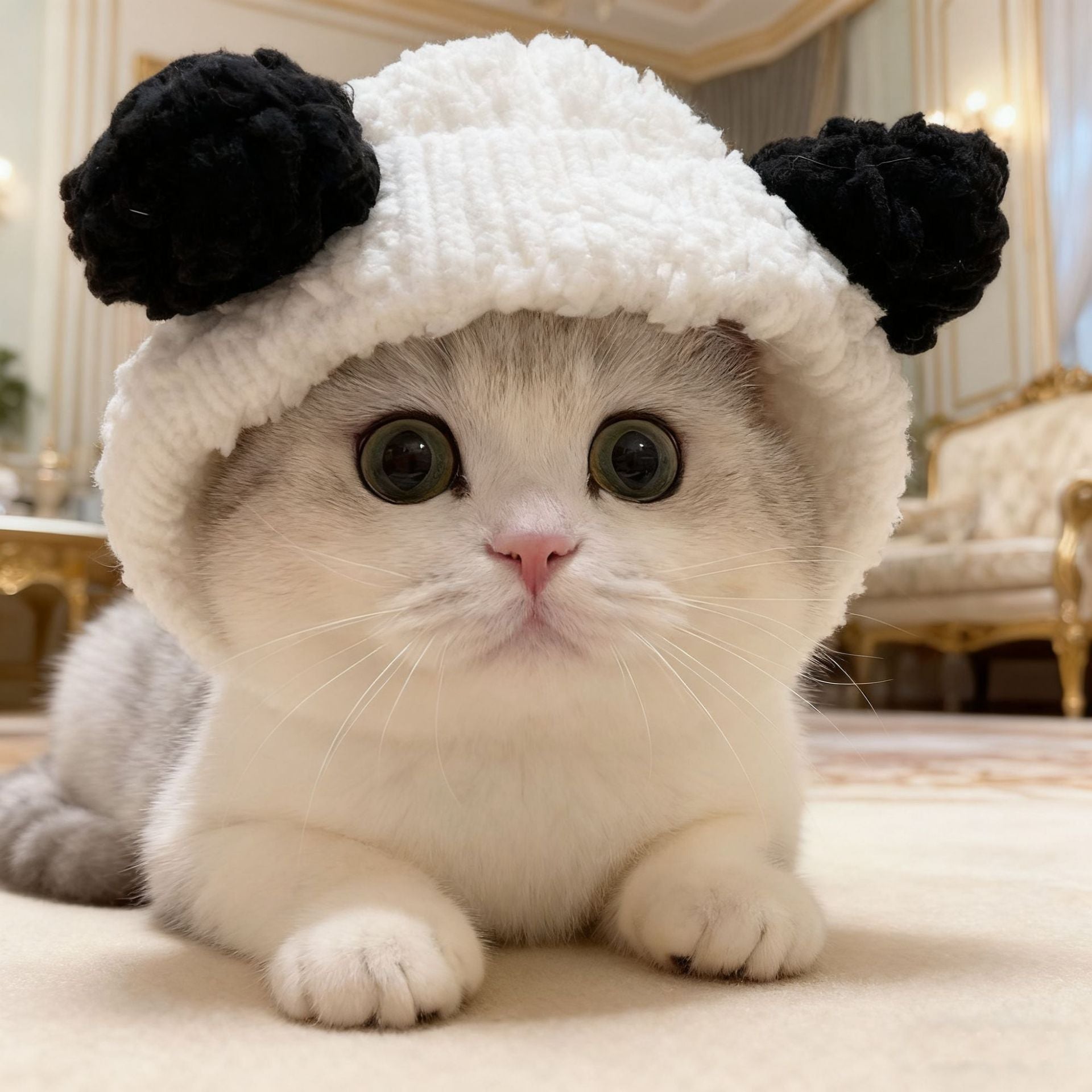 Cute animal headgear hat for cats and small dogs in Rabbit, close-up detail