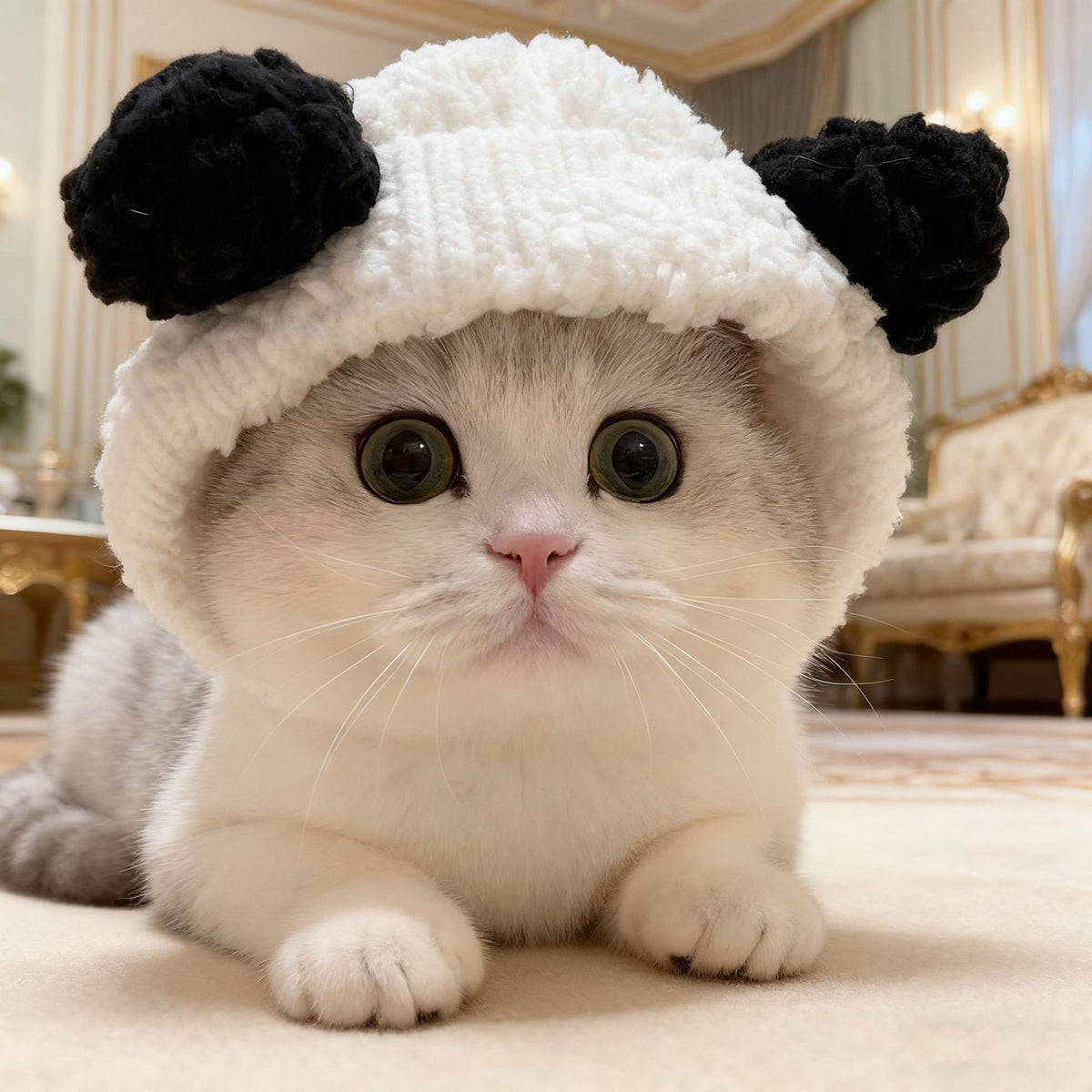 Cute animal headgear hat for cats and small dogs in Rabbit, close-up detail