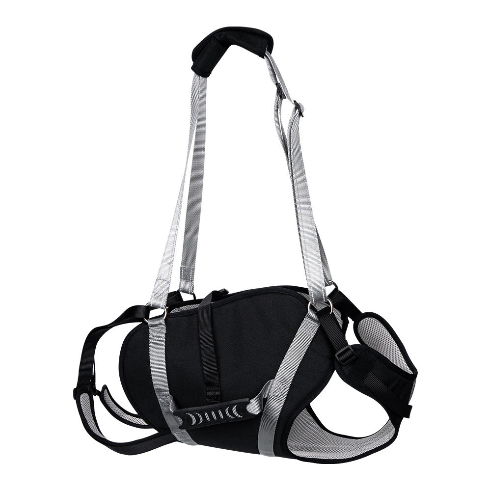Reflective support dog harness with lift handle in Black