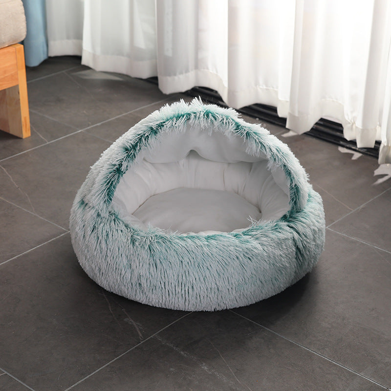 Crystal plush shell cat bed, soft semi enclosed nest, view 18