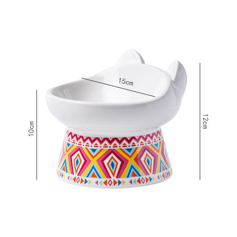 Ceramic Pet Bowl with Anti-Spill Design and Silicone Pad
