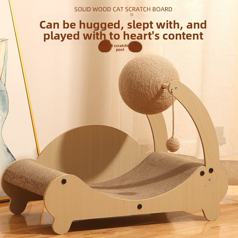 Corrugated cardboard cat scratcher rocking lounge with mat, photo 1 of 29