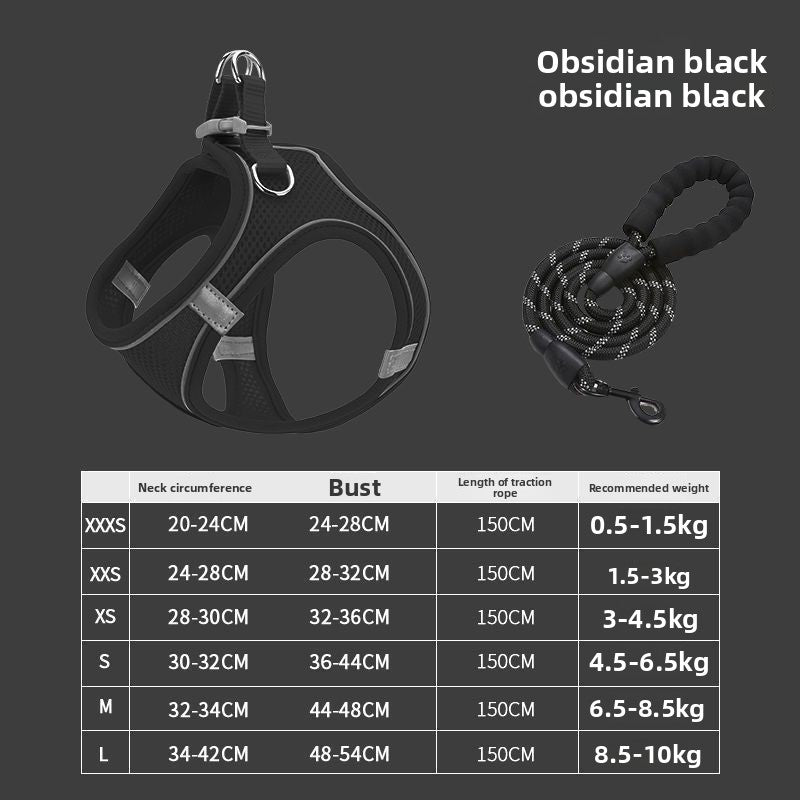 Reflective mesh vest harness and lead set for cats and small dogs, view 58