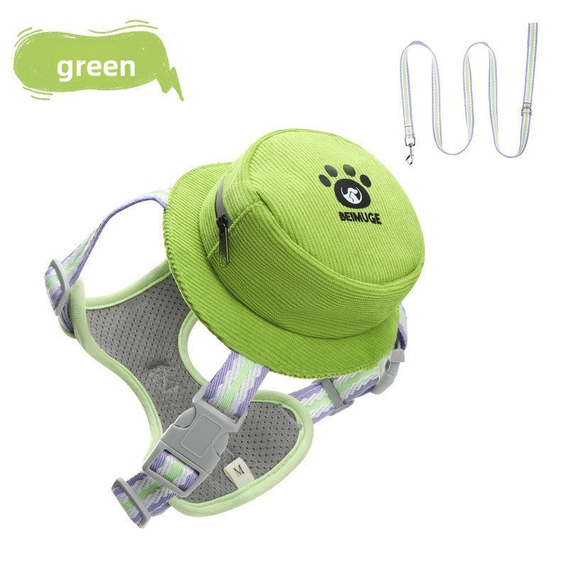 Small dog harness with backpack and lead, available from Pet Royale UK