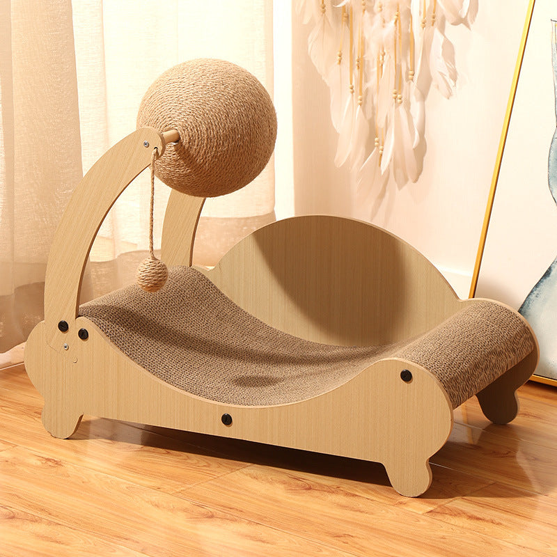Corrugated cardboard cat scratcher rocking lounge with mat, photo 4 of 29
