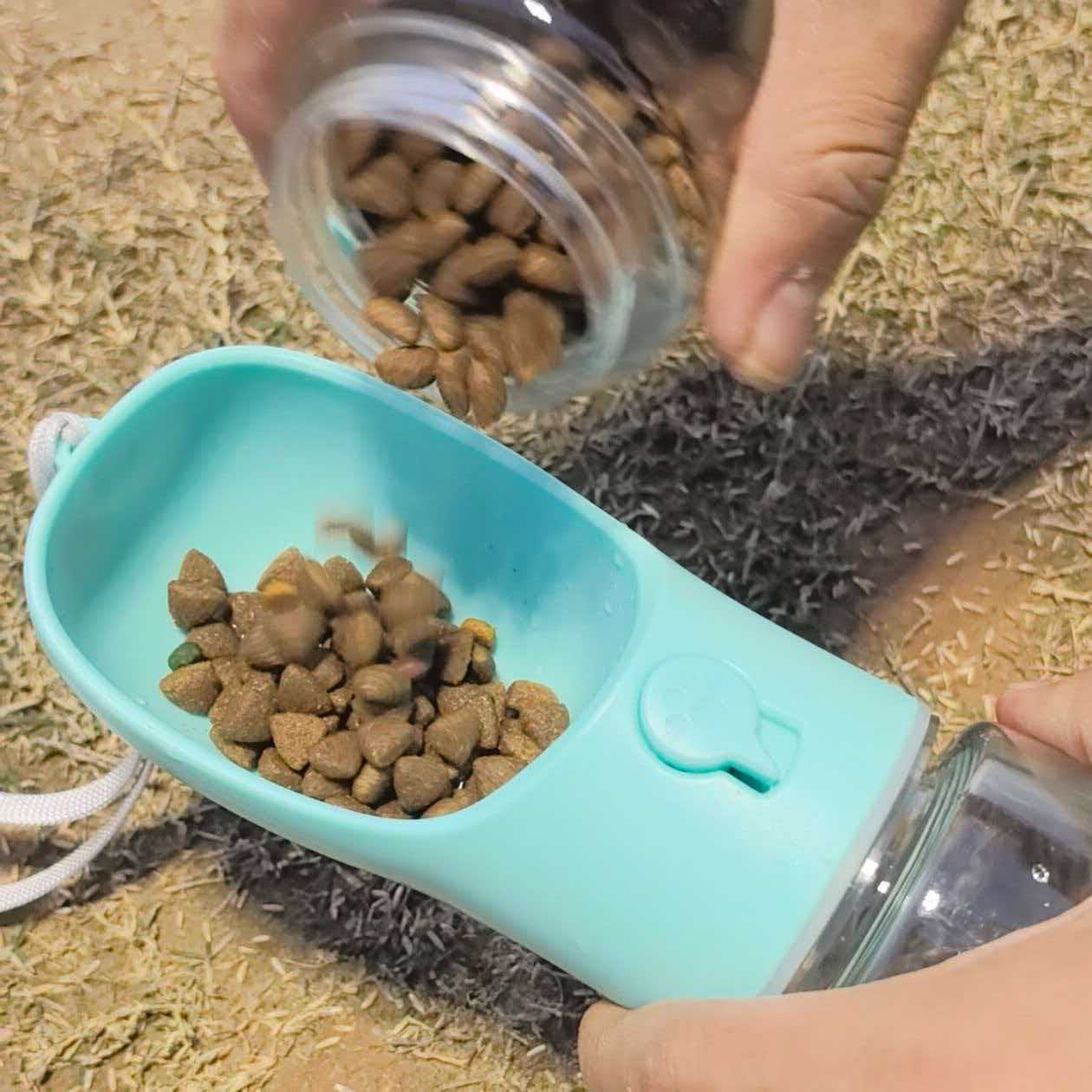 Portable 3-in-1 dog water bottle with snack cup and poop bag holder - view 4