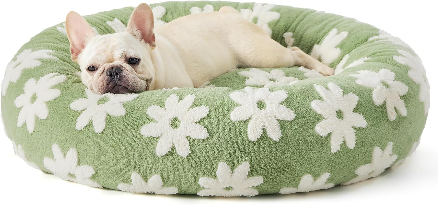 Round printed pet bed with raised sides, photo 8 of 28