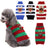 Christmas knitted dog jumper with festive pattern in Blue and White Reindeer, side view
