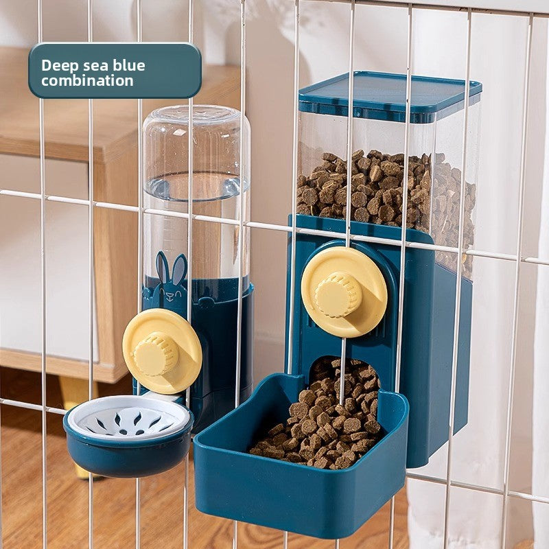 Hanging Automatic Small Pet Water Bottle and Feeder Combo for Rabbits and Hamsters