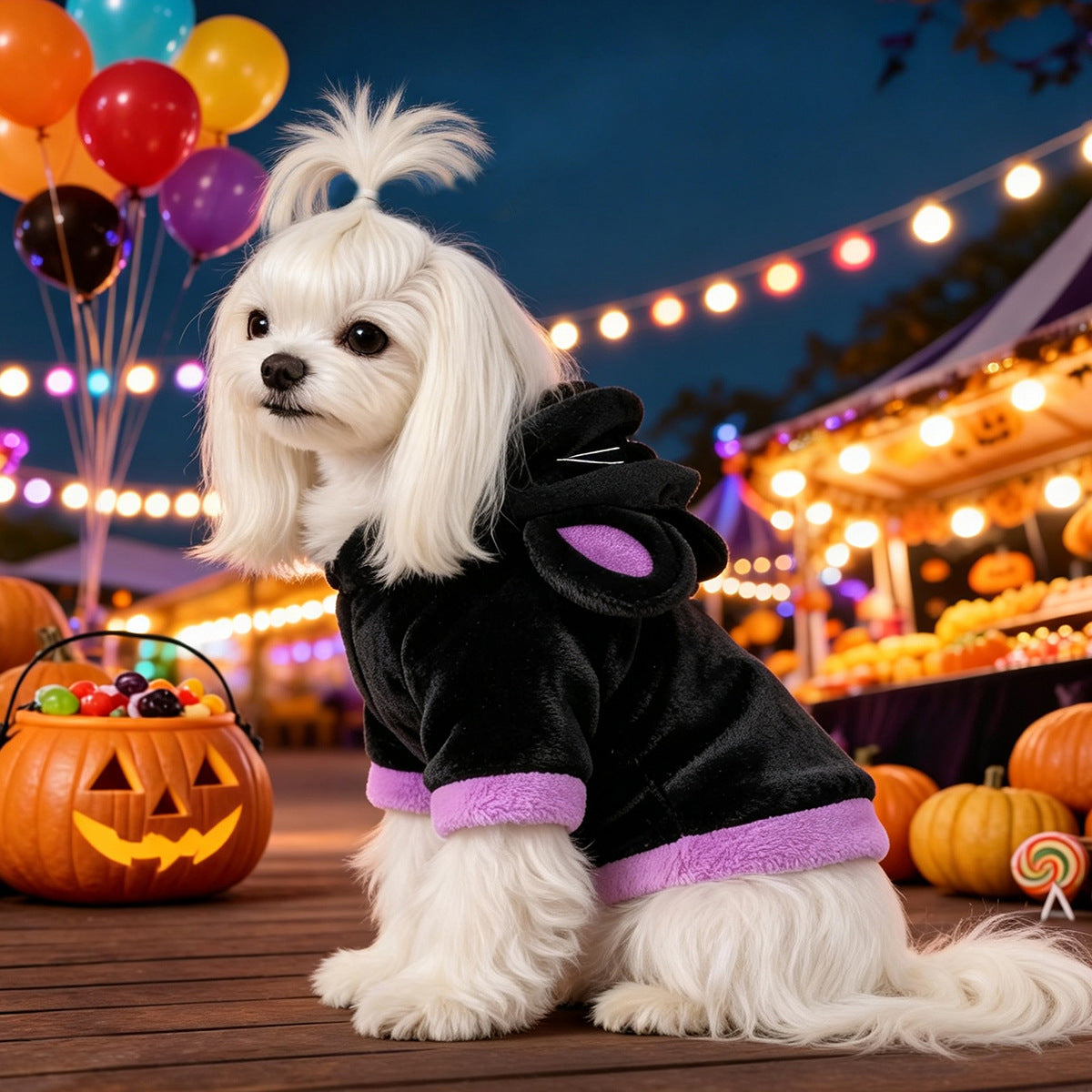Magic cat and pumpkin Halloween costumes for pets