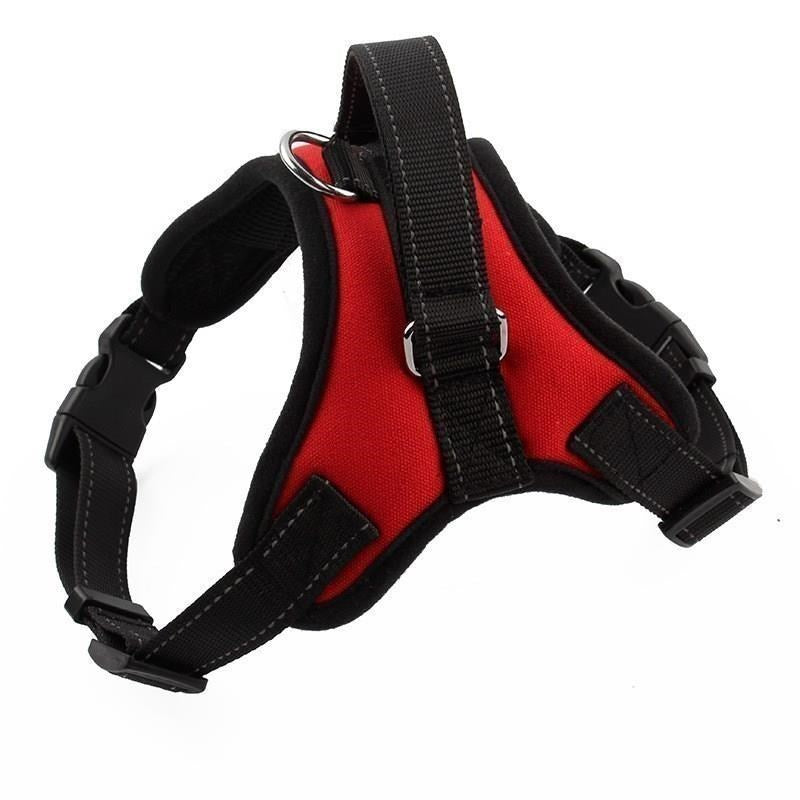 Padded cloth dog harness with Union Jack design in Green Camouflage, showing size and shape