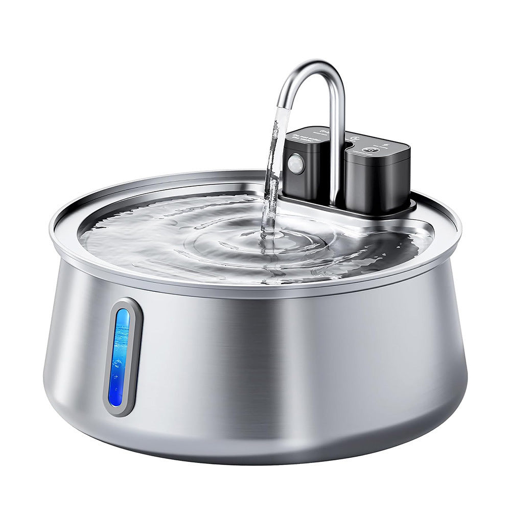4L Stainless Steel Pet Water Fountain with Drip-Free Faucet and Visible Water Window