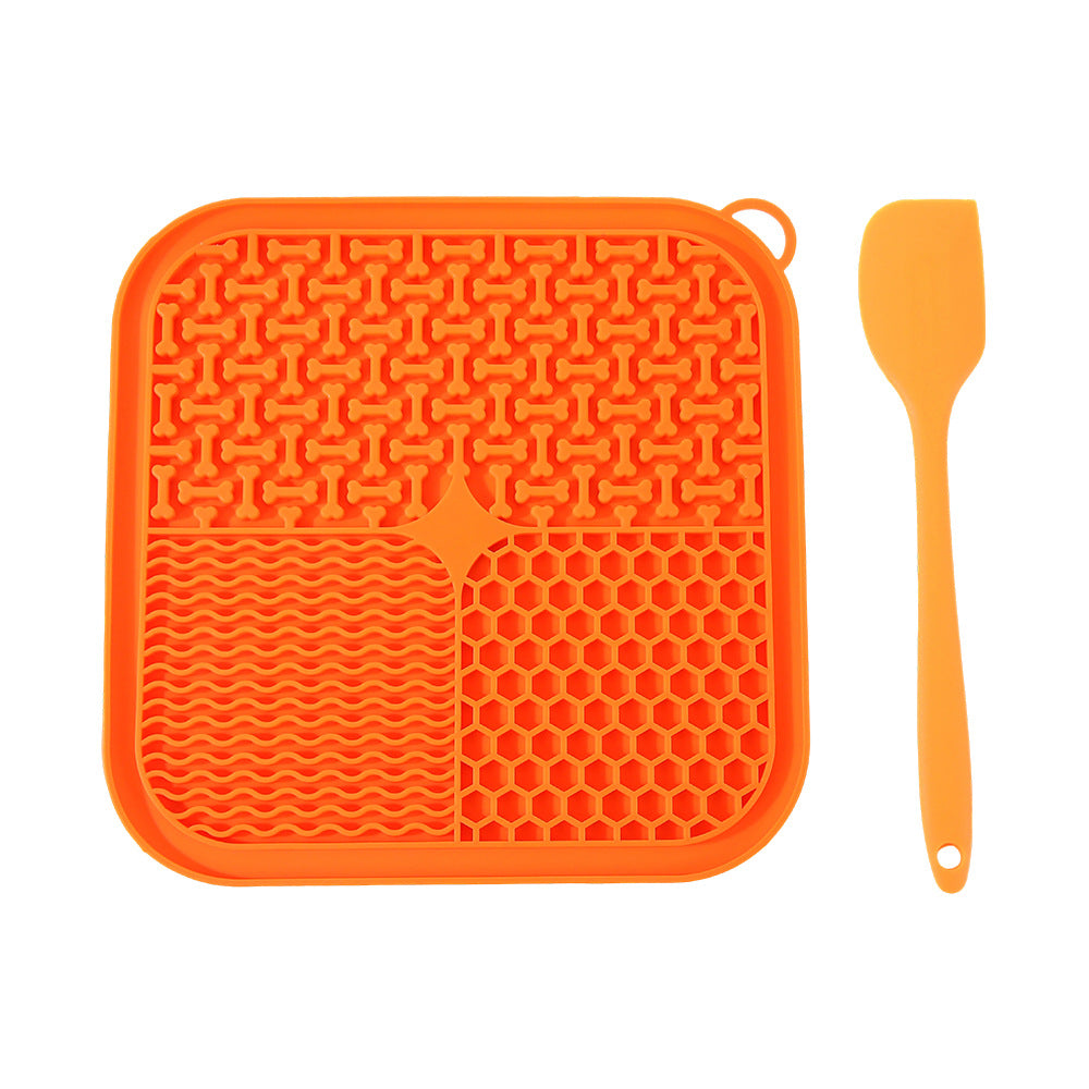 Silicone Slow Feeder Lick Mat with Suction Base and Scraper for Cats and Dogs