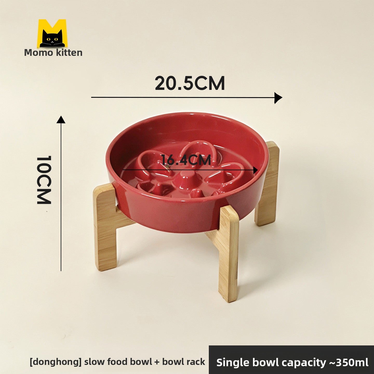 Ceramic Slow Feeder Pet Bowl with Elevated Stand