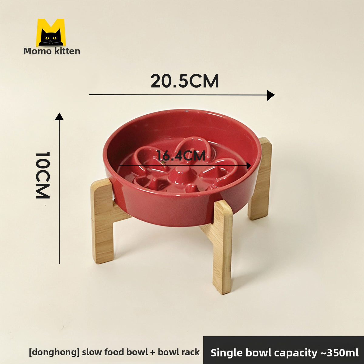 Ceramic Slow Feeder Pet Bowl with Elevated Stand