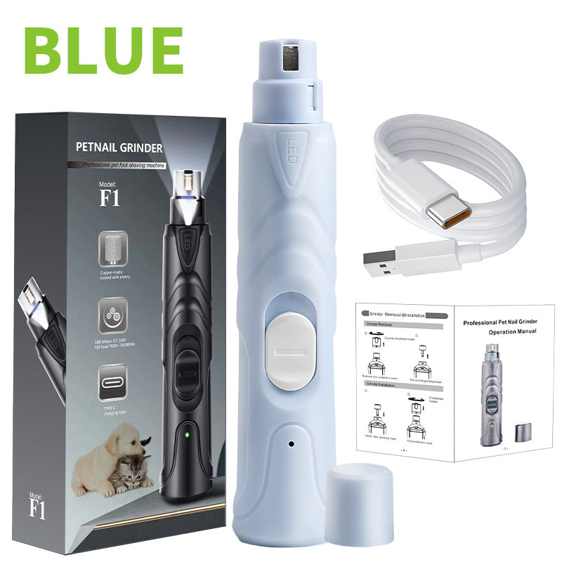 Rechargeable Dog Nail Grinder with 3 Grinding Heads, Quiet Polisher