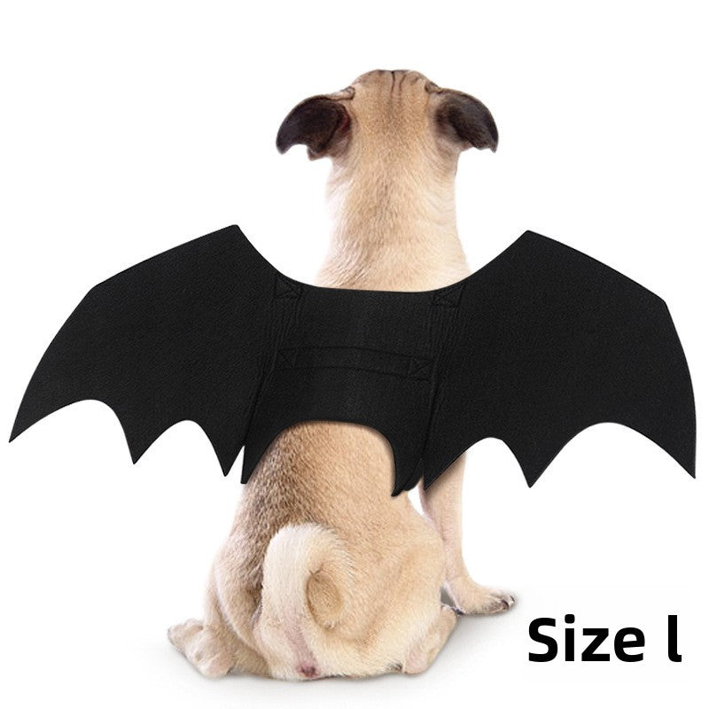 Halloween felt bat wings for dogs and cats in Black Wings Medium, front view