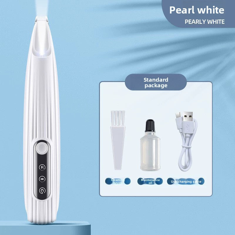 LED Pet Face and Paw Trimmer with Curved Blade and Oil Bottle
